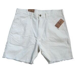 Polo Ralph Lauren White Denim Carpenter Shorts Polo Dungaree Raw Hem Mens 32 NEW
